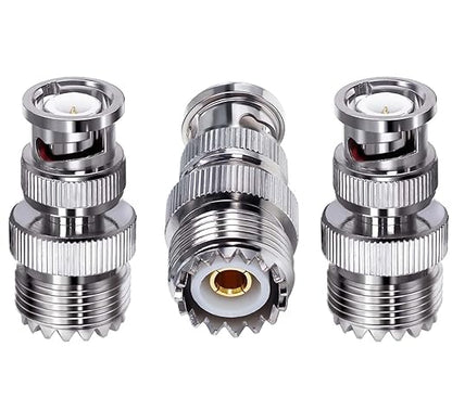 UHF Female to BNC Male Connector Low Loss Ham Radio Coax Adapter (Pack of 3)