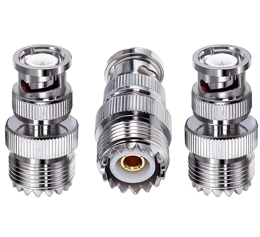 UHF Female to BNC Male Connector Low Loss Ham Radio Coax Adapter (Pack of 3)