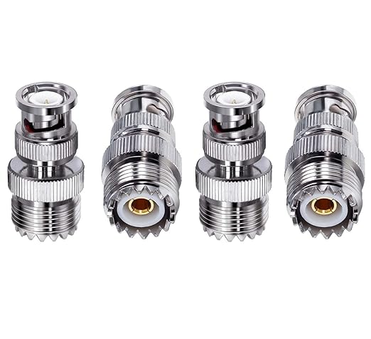 UHF Female to BNC Male Connector Low Loss Ham Radio Coax Adapter (Pack of 4)