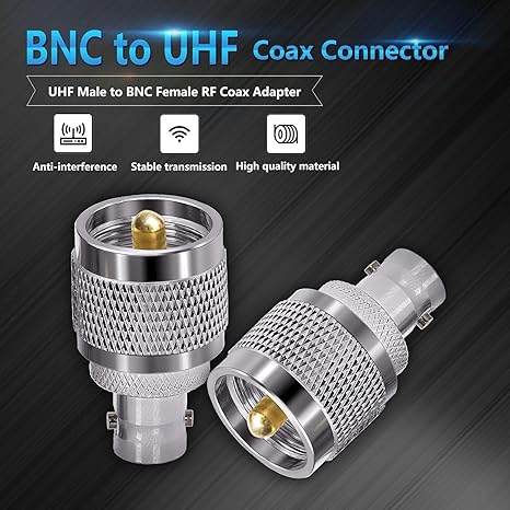 BNC Female to UHF Male RF Coaxial Cable Connector Adapter (Pack of 3)
