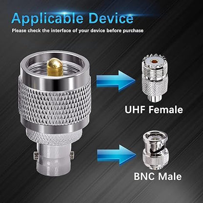 BNC Female to UHF Male RF Coaxial Cable Connector Adapter (Pack of 3)