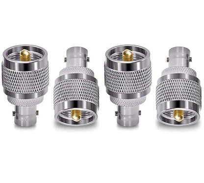 BNC Female to UHF Male RF Coax Adapter - Pack - 4
