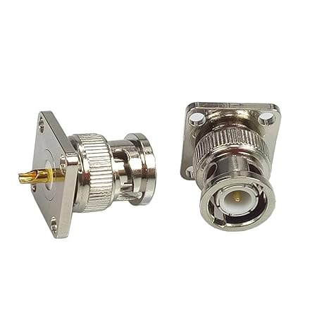 BNC Male 4 Holes Flange Panel Mount Solder Post Plug Connector -Pack -2