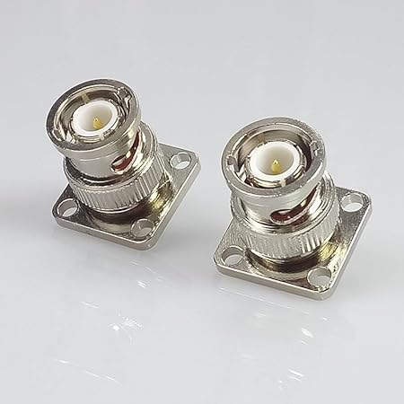 BNC Male 4 Holes Flange Panel Mount Solder Post Plug Connector -Pack -2