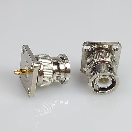 BNC Male 4 Holes Flange Panel Mount Solder Post Plug Connector -Pack -2