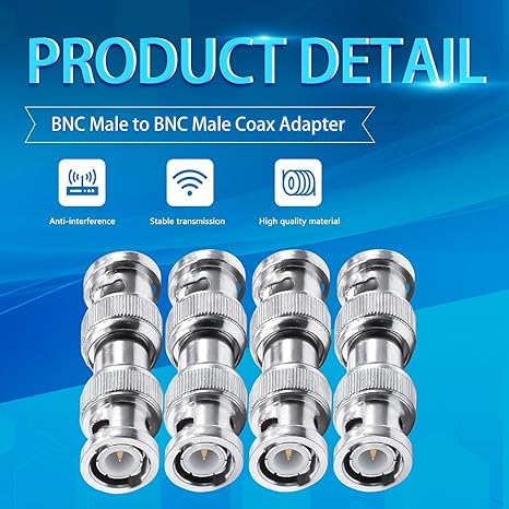 BNC Male to BNC Male RF Coaxial Connector Adapter (Pack of 3)