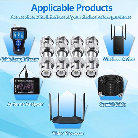 BNC Male to BNC Male RF Coaxial Connector Adapter (Pack of 4)