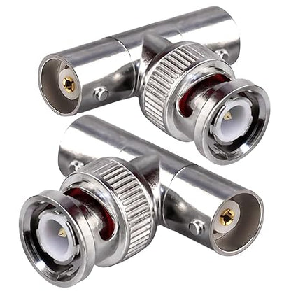 BNC Tee Adapter BNC Male to Dual BNC Female RF Coaxial Adapter - Pack - 2