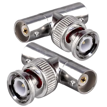 BNC Tee Adapter BNC Male to Dual BNC Female RF Coaxial Adapter - Pack - 2