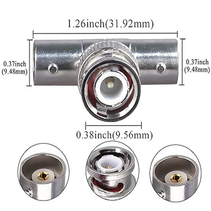 BNC Tee Adapter BNC Male to Dual BNC Female RF Coaxial Adapter - Pack - 2