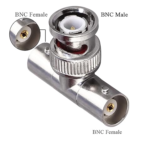 BNC Tee Adapter BNC Male to Dual BNC Female RF Coaxial Adapter - Pack - 2