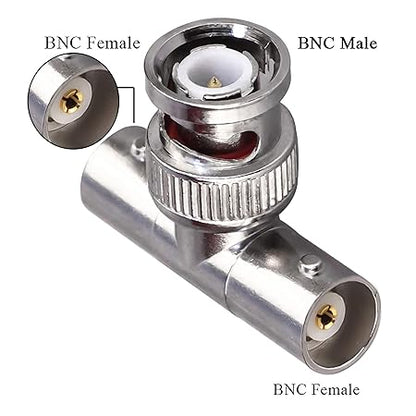 BNC Tee Adapter BNC Male to Dual BNC Female RF Coaxial Adapter - Pack - 2