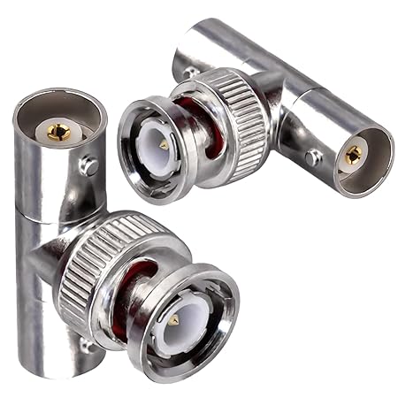 BNC Tee Adapter BNC Male to Dual BNC Female RF Coaxial Adapter - Pack - 2
