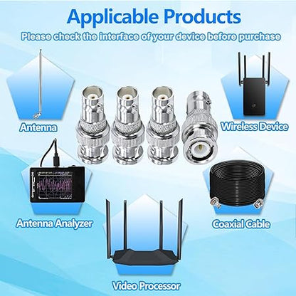 BNC Male to BNC Female RF Coaxial Connector Adapter (Pack of 5)