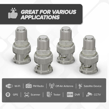 BNC Male to F-Type Female RF Adapter (Pack of 5)