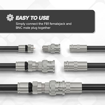 BNC Male to F-Type Female RF Adapter (Pack of 2)