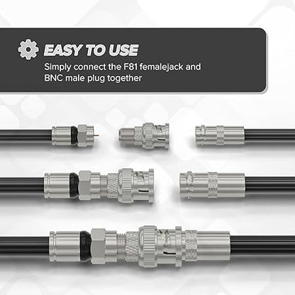 BNC Male to F-Type Female RF Adapter (Pack of 4)