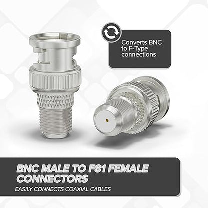 BNC Male to F-Type Female RF Adapter (Pack of 2)