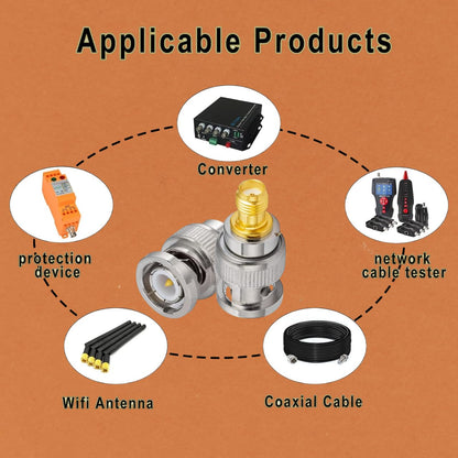 BNC Male to SMA Female RF Connector Adapter (Pack of 3) – Coaxial Adapter