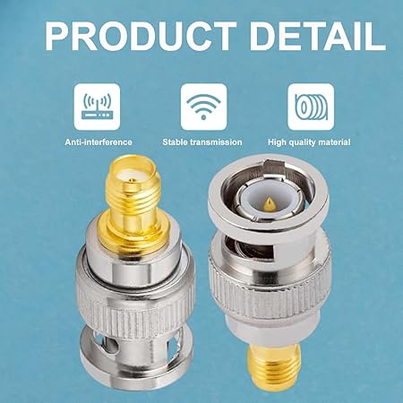 BNC Male to SMA Female RF Connector Adapter (Pack of 2) – Coaxial Adapter