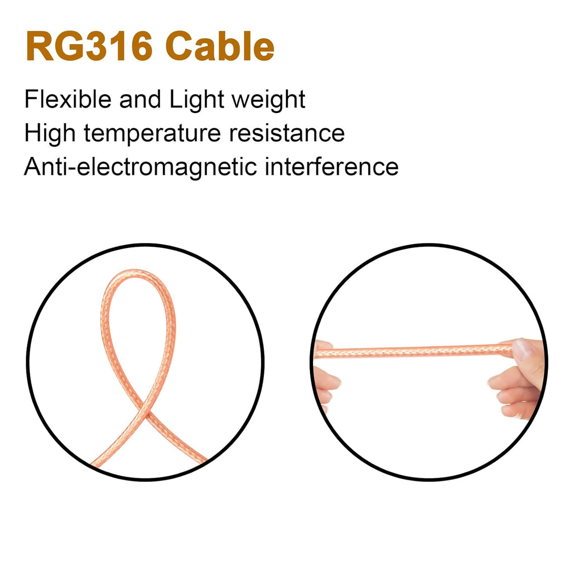 ABONIX RG316 SMA Male to BNC Male RF Coaxial Cable 3FT (1 M), Pack- 1