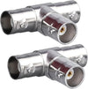 BNC Female to Dual BNC Female 3-Way RF Coaxial Adapter, T Splitter Connector, Pack of 2