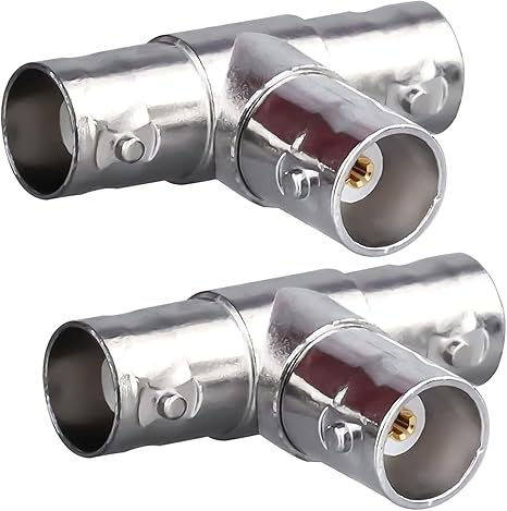 BNC 3 Way Adapter BNC Female to Dual BNC Female RF Coaxial Adapter (Pack of 2)