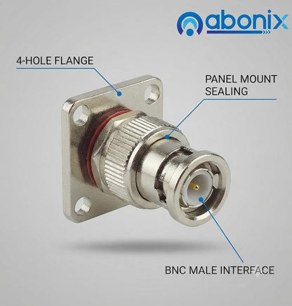Abonix BNC Male 4 Holes Flange Panel Mount Solder Post Plug Connector -Pack -2