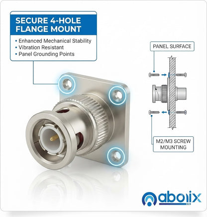 Abonix BNC Male 4 Holes Flange Panel Mount Solder Post Plug Connector -Pack -2