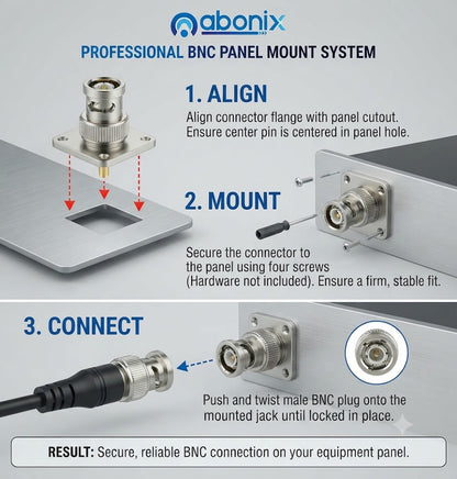 Abonix BNC Male 4 Holes Flange Panel Mount Solder Post Plug Connector -Pack -2