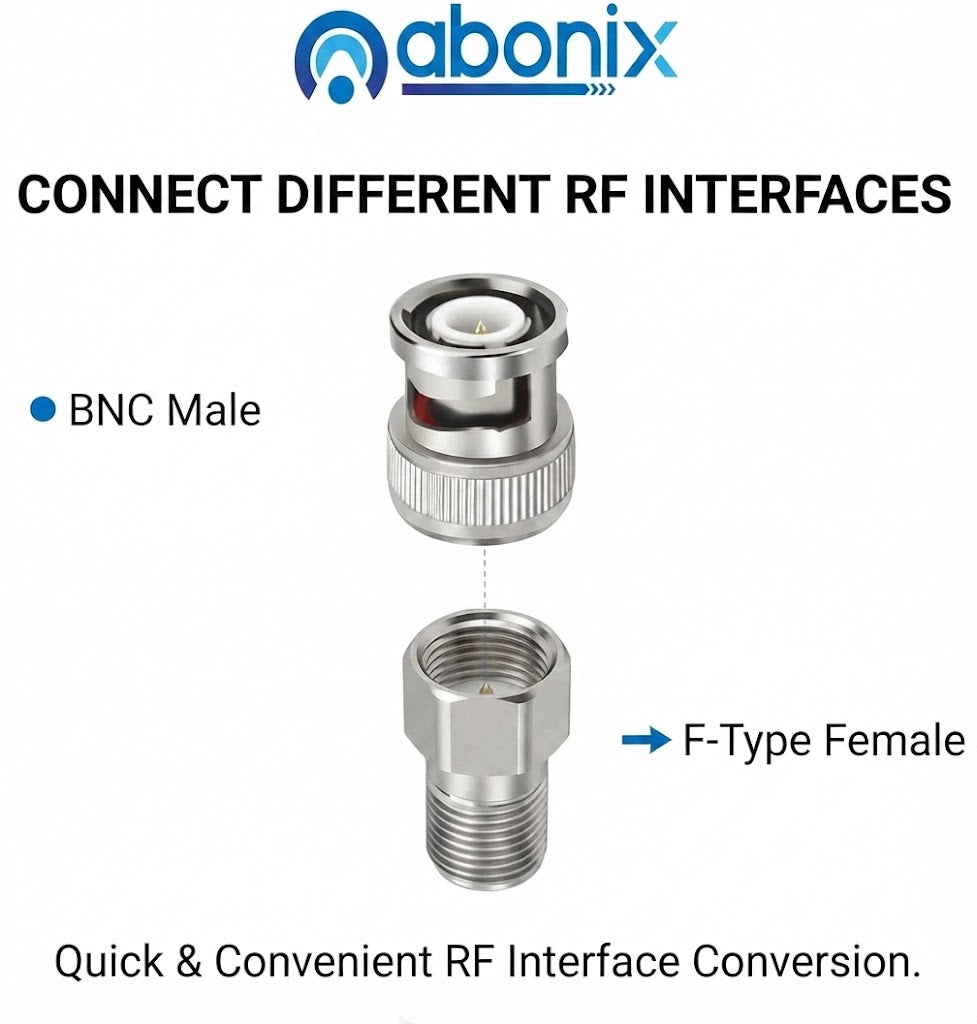 BNC Male to F-Type Female RF Coax Adapter - Pack - 4