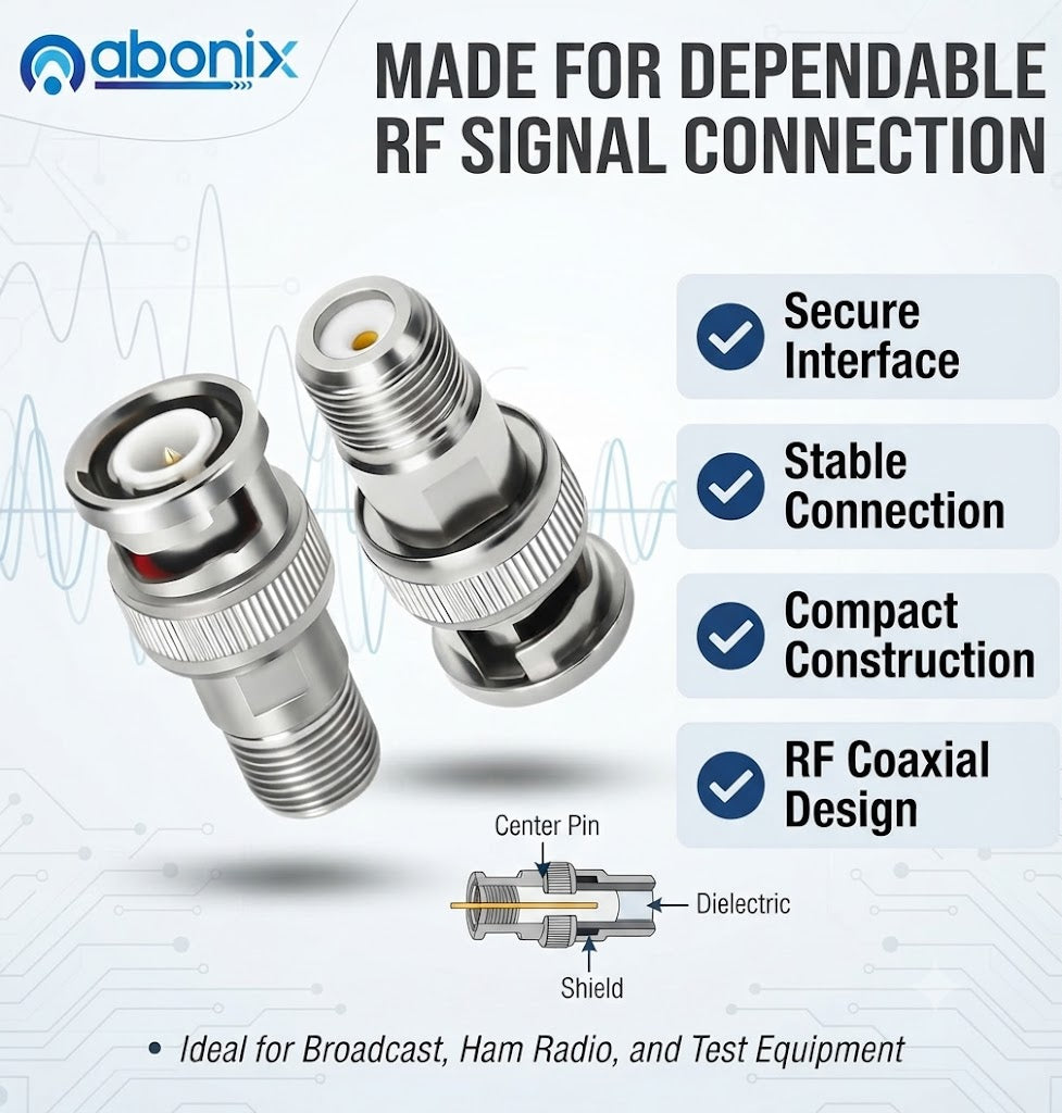 BNC Male to F-Type Female RF Coax Adapter - Pack - 4