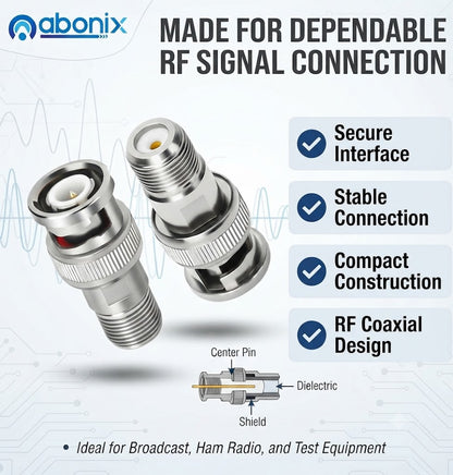 BNC Male to F-Type Female RF Coax Adapter - Pack - 4