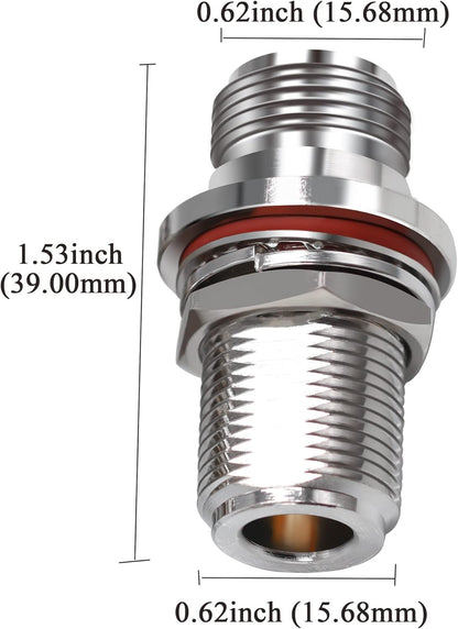 N Female To N Female Bulkhead Coax Adapter Pack Of 2