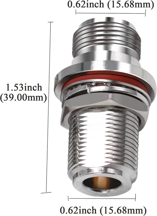 N Female To N Female Bulkhead Coax Adapter Pack Of 2