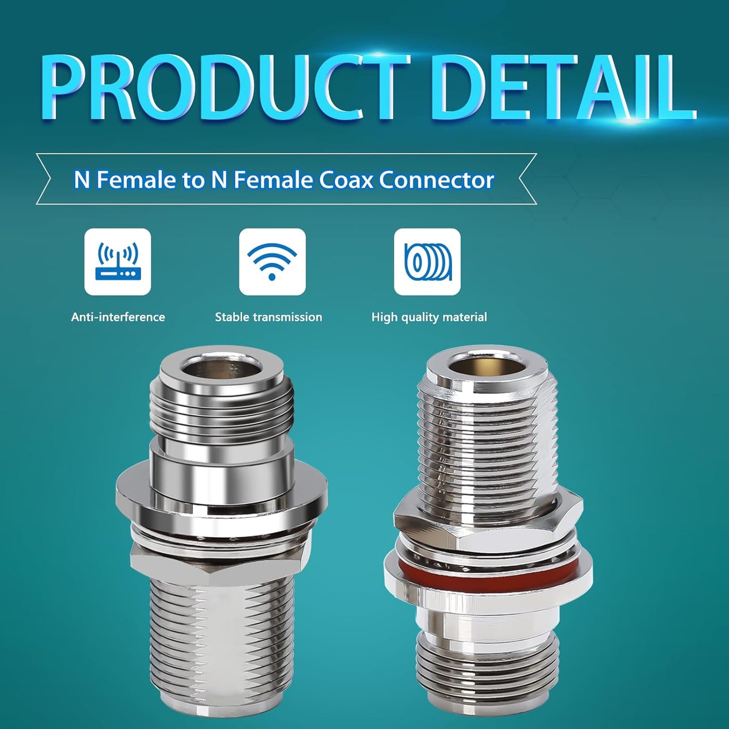 N Female To N Female Bulkhead Coax Adapter Pack Of 2