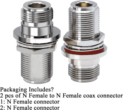 N Female To N Female Bulkhead Coax Adapter Pack Of 2