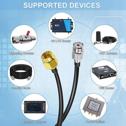 RG58 UHF Female to SMA Male Coaxial Jumper Cable 5M (16.4 ft) Low Loss Extension Cable (Pack of 1)
