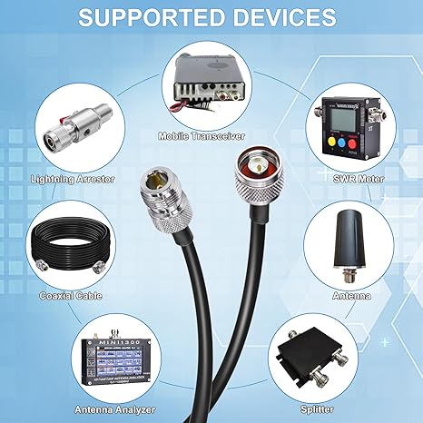 RG58 Coaxial Jumper Cable – N Male to N Female Low Loss RF Extension Cable (20M / 65.6FT) (1-Pack)
