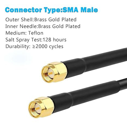 RG58 SMA Male to SMA Male 49.2ft (15M) Coaxial Jumper Cable (Pack of 1)
