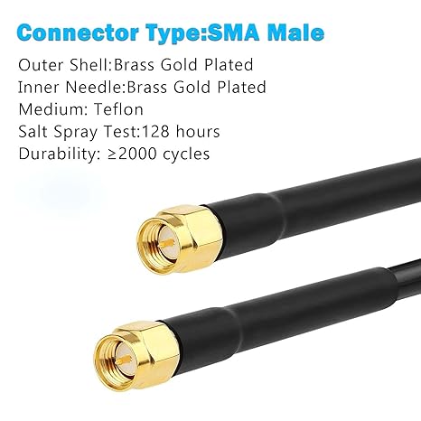 RG58 SMA Male to SMA Male 6.6ft(2 Meter) Coaxial Jumper Cable (Pack of 1)