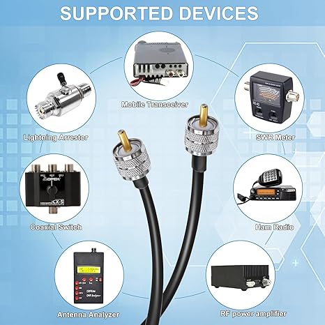 RG58 UHF Male to SMA Male Coaxial Jumper Cable 15 M (49.2 ft) Low Loss Extension Cable (Pack of 1)