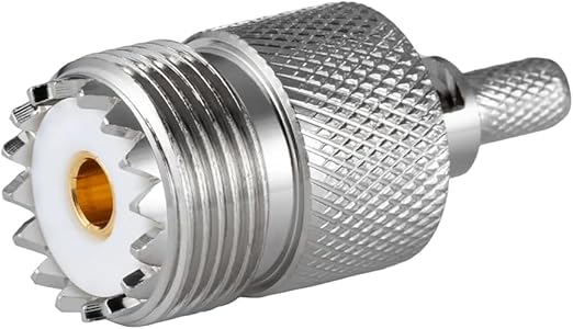 UHF Crimp Connectors SO239 PL259 Female Jack Crimp Coax Adapter PL-259 Connector for RG58 RG142 Cable (Pack of 3)