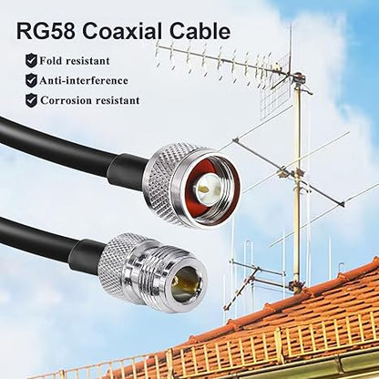 RG58 Coaxial Jumper Cable – 15M (49.2FT) N Male to N Female Low-Loss RF Extension Cable -Pack -1