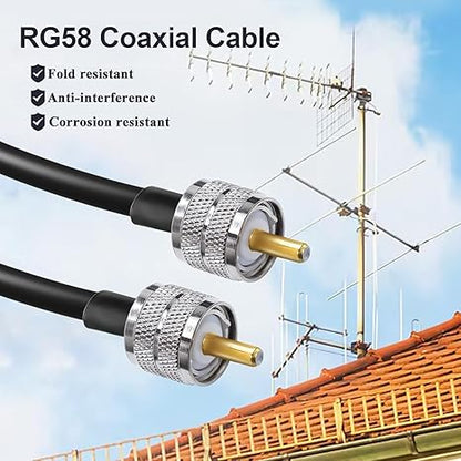 RG58 UHF Male to SMA Male Coaxial Jumper Cable, 20 M (65.6 ft) Low Loss Extension Cable (Pack of 1)
