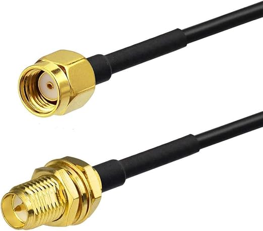RP-SMA Male to RP-SMA Female Bulkhead Low Loss RG174 RF Coaxial Cable 1 Meter (3.28FT) -Pack -1