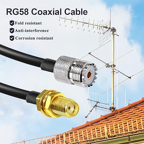 RG58 UHF Female to SMA Female Coaxial Jumper Cable 65.6ft(20M) Low Loss Extension Cable (Pack of 1)