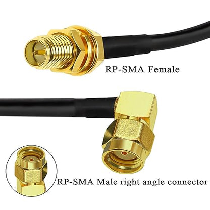 RG58 Coaxial Jumper Cable 6.6ft (2m) | RP-SMA Male to RP-SMA Female Low Loss Extension Cable -Pack -1