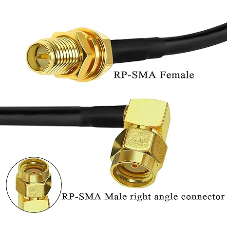 RG58 Coaxial Jumper Cable 32.8ft (10m) | RP-SMA Male to RP-SMA Female Low Loss Extension Cable -Pack -1