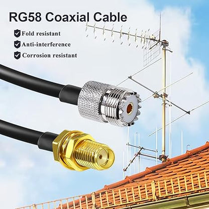 RG58 UHF Female to SMA Female Coaxial Jumper Cable 3.3ft(1 Meter) Low Loss Extension Cable (Pack of 1)